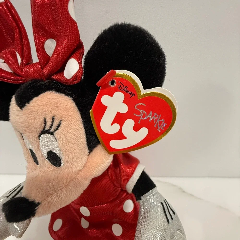 TY Beanie Babies 2014‎ Minnie Mouse Sparkle Collectible Red Polka Dot Plush 6